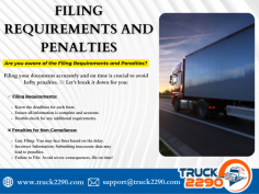 Filing Requirements and Penalties deals with the rules dictating the timely submission of documents and the consequences for failing to meet deadlines, aiming to ensure compliance and integrity in various regulatory processes. File 2290: www.truck2290.com 