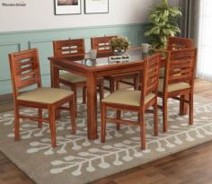 Buy Janet Cushioned 6 Seater Dining Table Set (Honey Finish) Online at 31% OFF from Wooden Street. Explore our wide range of 6 Seater Dining Table Sets Online in India at best prices.