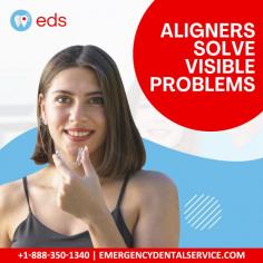 Aligners solve visible problems | Emergency Dental Service 

 The aligners are made to solve visible problems like teeth grinding and gaps between teeth. They’re also disposable and affordable which makes the perfect solution for fixing your dentures. To know more, call us at 1-888-350-1340.