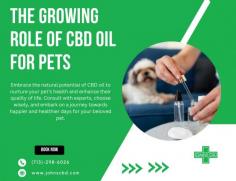 Embrace a holistic approach to pet wellness with CBD oil for pets. Derived from hemp plants, CBD oil offers a natural and gentle option to support your furry friend's overall health.Choosing a reputable CBD oil product is paramount, ensuring it's derived from high-quality hemp and contains minimal THC. To Know more visit our website.

https://johnscbd.com/collections/cbd-for-pets