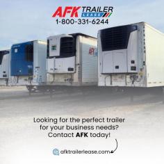 AFK Trailer Lease is your go-to solution for top-notch refrigerated trailer services. When you're looking to lease a trailer, our comprehensive range of quality reefer trailer rentals can cater to all your business needs, ensuring you receive excellent value for your investment.

Contact AFK for all your premium trailer leasing needs today!