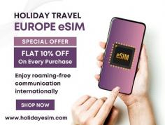 Explore your international journeys with more convenience and ease of communication with travel eSIMs. With an eSIM, you can enjoy seamless communication in foreign countries without additional roaming costs. Shop holiday Europe eSIM from the most affordable online eSIM store, Holiday eSIM today, if you are planning a vacation to Europe. This eSIM gives you seamless connectivity across all European countries so, you won't have to go through the trouble of buying new SIM cards for different countries. Shop today from the official website.