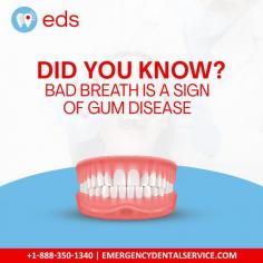 Bad Breath Signals Gum Disease | Emergency Dental Service

Did you know? Bad breath is often a sign of gum disease. Discover the solution now with Emergency Dental Service! Convenient, reliable, and available 24/7. Say goodbye to embarrassing breath and gum disease and hello to a confident smile. Schedule an appointment at 1-888-350-1340.
