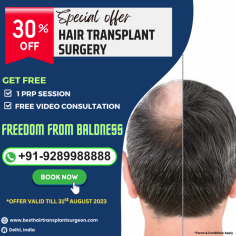 Cover your baldness, Increase density, get natural-looking hair with Hair Transplant. 
We are Offering 30% off Hair Transplant Surgery and free 1 PRP Session.
Offer valid till 31st august 2023 
Book your appointment now
Call: +91-9958221982, 9958221981, 9289988888
web: www.besthairtransplantdelhiindia.com