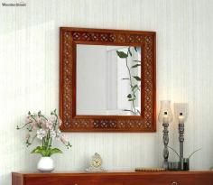 Buy Cambrey Mirror With Frame (Honey Finish) Online from Wooden Street