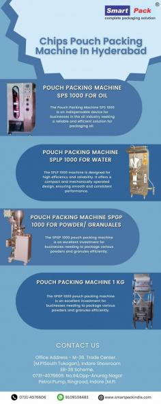 The "Smart Pack  Chips Pouch Packing Machine" in Hyderabad is a modern and efficient device used to pack crispy and tasty chips into pouches. This machine automates the packaging process, making it quick and accurate. It's designed to handle different sizes of pouches and ensures that the chips stay fresh and intact. This innovation helps chip manufacturers in Hyderabad streamline their production and deliver delicious snacks to consumers.

Contact us : 91713169366 

Visit us : https://smartpackindia.com/
