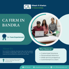 For finding a CA firm in Bandra, Mumbai Online, visit the website of R Khetan & Associates. Here you can get the most experienced & professional experts for your help.