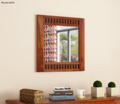 Buy Alanis Mirror With Frame (Honey Finish) Online at Wooden Street