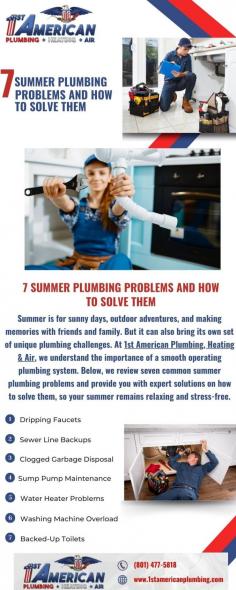 For all of your plumbing requirements, including drain cleaning and maintenance, professional Best Plumbers in West Jordan provides dependable and effective services. The services provided by 1st American Plumbing, Heating & Air are of very high quality and integrity. These solutions can involve repairing leaks and clearing clogged drains. For more information, please call (801) 477-5818 anytime.

Website: https://1stamericanplumbing.com/service-area/west-jordan/