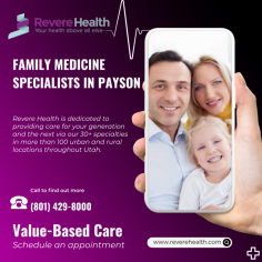 Discover top-notch family medicine specialists in Payson at Revere Health, committed to providing value-based care. Our dedicated team is here to address your healthcare needs. Schedule an appointment today by calling us at (801) 429-8000 and take the first step towards a healthier family. Visit our website https://reverehealth.com/departments/payson-family-medicine/