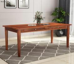 Buy Mcbeth 8 Seater Dining Table With Storage (Honey Finish) Online at Wooden Street