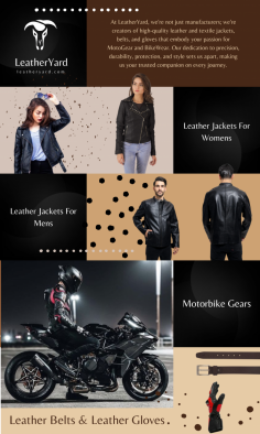 LeatherYard are the manufacturers of #Leather Goods Products includes in our categories are #LeatherJackets #LeatherGloves #LeatherSuits #LeatherBelts #LeatherVests and #LeatherVarsity #Jackets #MotoGear for womens and mens. We always focuses on quality, durability, stylisity and maximum protection in out products for our valuable clients. Take a look and make a purchase!
 .