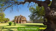 Lotus Mahal in Hampi, a stunning 16th-century architectural gem blending Hindu and Islamic styles, is a must-visit gem!