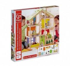 Explore the Hape All Season House (Furnished) - a 36-piece Doll House & Accessories set for kids aged 3 and above at Hamleys India. Shop doll houses here
