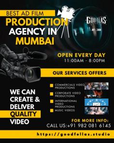 Good Fellas Studio is the best ad film and video production agency in Mumbai. With their exceptional services, they deliver high-quality productions that captivate audiences. Their expertise, combined with state-of-the-art facilities, makes them the top choice for ad film and video production needs in Mumbai.
https://goodfellas.studio/