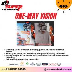 Are you a painter and searching for top quality One way vision suppliers for designing in Delhi NCR, Super Traders is the best place for you! One-way vision films for branding glasses at ofices and retail stores. Turns glass walls and partitions into great branding collateral, Allow people inside to look out, people outside can view only the brand. Privacy and advertising in one shot. 
https://supertradersindia.com/