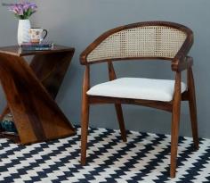 Buy Alexia Curved Arm Chair with Cane (Honey Finish) Online at Wooden Street