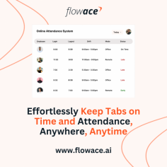 Flowace is your ultimate online attendance tracker solution, designed to monitor your employee attendance in real time, regardless of the device they prefer or their current location. With Flowace, attendance data flows seamlessly as your team members shift into work mode, all while automatically syncing to the cloud. Get a real-time glimpse into your employees' work hours and tasks, regardless of their global whereabouts. This powerful online attendance tracker is the key to efficient workforce management.


Visit Us: https://flowace.ai/online-attendance/