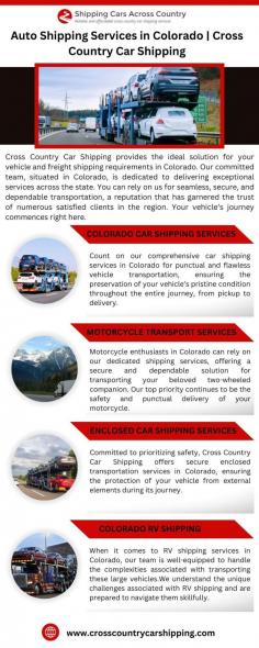 Cross Country Car Shipping provides the ideal solution for your vehicle and auto shipping services in Colorado. Our committed team, situated in Colorado, is dedicated to delivering exceptional service.