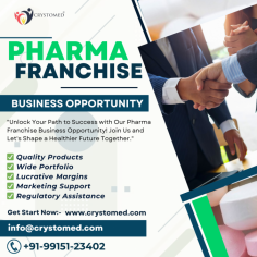 As a leading PCD Pharma Franchise Company, we offer a wide range of high-quality pharmaceutical products across various medicinal segments. Our extensive product portfolio includes tablets, capsules, syrups, ointments, injections, and much more. All our products are manufactured in state-of-the-art facilities that comply with strict quality standards, ensuring their efficacy and safety.

At Crystomed, we believe in a healthier, happier world. Join us in our mission to make quality healthcare accessible to all, and let's build a brighter, healthier future together. Contact us today to explore the endless possibilities of a rewarding partnership
.
Don't miss this golden opportunity! Contact us now at +91-99151 23402 to begin your journey towards success.

https://www.crystomed.com/best-pcd-pharma-franchise/
https://www.crystomed.com/
