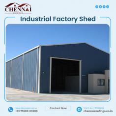 Chennai Roofings is a leading manufacturer of industrial sheds in Chennai. The other option for factory sheds or manufacturing units is the industrial shed. The sheds are simply added to modular structures. Pre-engineered buildings are built in a factory, eliminating the possibility of faults during assembly.	