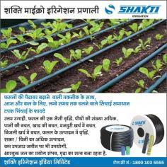 Shakti Irrigation - Manufactures of drip irrigation systems, pipes & cables	
Shakti Irrigation today is a globally acclaimed company engaged in the manufacture of drip irrigation systems, pipes, cables, polyhouses etc. and provides complete solutions in the agriculture-irrigation arena as well as in the domestic, industry through the supply of pipes.	