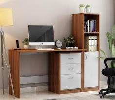 Buy Calisto Engineered Wood Study Table (Exotic Teak Frosty White) Online at Wooden Street