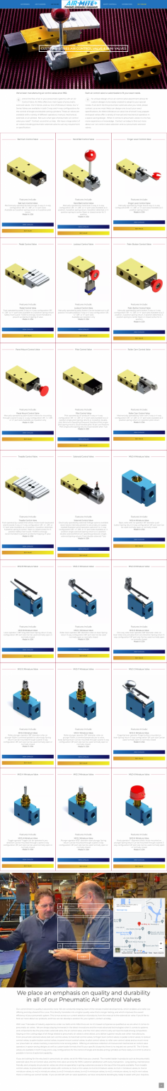 High-performance Pneumatic Valves

Looking for an easy to fit air valve? Check out our air control valve, pneumatic valve, and pneumatic solenoid valve selection. Call Air Mite today.
https://www.airmite.com/air-valves/
