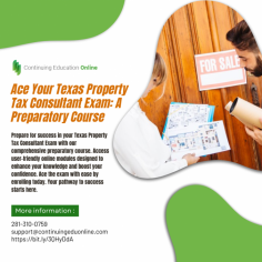 Get exam-ready with our comprehensive Texas Property Tax Consultant Prep Course. Boost confidence through user-friendly online modules. Enroll today!
