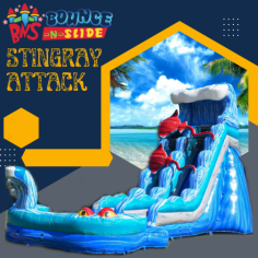 21 ft giant climber slide with a detachable pool is a first choice for children and adults to have a splash fun party on sunny days. This water slide sits 12 feet tall and 36 feet long; this waterslide ensures a wow factor for big kids! These moonwalks come with shade to keep direct sun off kiddos.
https://www.bouncenslides.com/items/water-slides/21ft-stingray-attack/