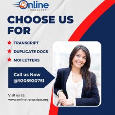 Online Transcript is a Team of Professionals who helps Students for applying their Transcripts, Duplicate Marksheets, Duplicate Degree Certificate (In case of loss or damaged) directly from their Universities, Boards, or Colleges on their behalf. Online Transcript focuses on the issuance of Academic Transcripts and making sure that the same gets delivered safely & quickly to the applicant or at the desired location. 