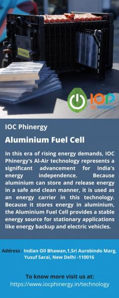 Aluminium Fuel Cell 
In this era of rising energy demands, IOC Phinergy's Al-Air technology represents a significant advancement for India's energy independence. Because aluminium can store and release energy in a safe and clean manner, it is used as an energy carrier in this technology. Because it stores energy in aluminium, the Aluminium Fuel Cell provides a stable energy source for stationary applications like energy backup and electric vehicles. 
For more info visit us at: https://www.iocphinergy.in/technology