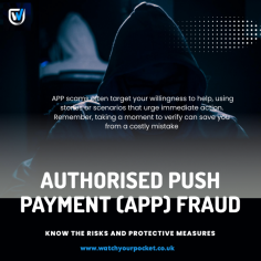 In today's digital age, mobile applications have become an integral part of our lives. From banking to shopping and communication, we rely on apps for various purposes. However, with this convenience comes the risk of APP (Application) Fraud. APP fraud occurs when cybercriminals use deceptive tactics to trick individuals into making unauthorized transactions or sharing sensitive information. 
https://www.watchyourpocket.co.uk/types-of-fraud/advanced-push-payment/