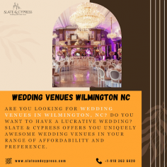 Are you looking for wedding venues in Wilmington, NC? Do you want to have a lucrative wedding? Slate & Cypress offers you uniquely awesome wedding venues in your range of affordability and preference. We offer superb lodging facilities and a long list of amenities you must check out. Curious to know, visit us now!