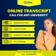 Online Transcript is a Team of Professionals who helps Students apply their Transcripts, Duplicate Marksheets, and Duplicate Degree Certificate (In case of lost or damage) directly from their Universities, Boards, or Colleges on their behalf. Online Transcript is focusing on the issuance of Academic Transcripts and making sure that the same gets delivered safely & quickly to the applicant or at the desired location. https://onlinetranscripts.org/