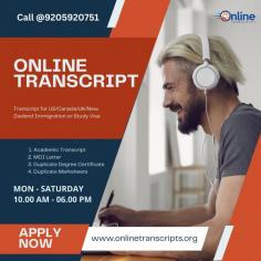 Online Transcript is a Team of Professionals who helps Students for applying their Transcripts, Duplicate Marksheets, Duplicate Degree Certificate ( Incase of lost or damaged) directly from their Universities, Boards or Colleges on their behalf. Online Transcript is focusing on the issuance of Academic Transcripts and making sure that the same gets delivered safely & quickly to the applicant or at desired location. https://onlinetranscripts.org/