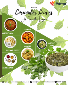 Let the aroma of Dried Coriander Leaves flourish in your food. 