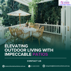 Transforming outdoor spaces into havens of relaxation and entertainment, we specialize in crafting bespoke patios that blend functionality with aesthetic appeal. With meticulous attention to detail and a passion for quality, we create personalized outdoor retreats tailored to your vision, ensuring every patio is a seamless extension of your home's beauty.

Visit: https://www.ixlconstructions.com.au/patios.php