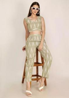 Women Light Green Ikat Printed Co-Ord Set- Gargi Style

This Ikat printed Co-Ord Set comes a sleeveless crop top and trouser. Top with V neck and sleeveless, strong bottom. Trouser with elasticated waistband( belt + elastic), darts and side pockets. An amazing range of women's wear in soft colors...Shop now.

https://gargistyle.com/products/women-light-green-ikat-printed-coord-set