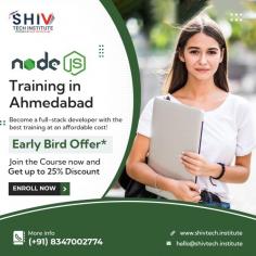 Are you keen to start your IT career? Explore the Node JS course in Ahmedabad by Shiv Tech Institute and create a path to success. Learn the core concepts of Node JS from our industry-leading experts and get a chance to work on live client projects. Our Node JS course includes the following:

- JavaScript Runtime
- Node.js Fundamentals
- Asynchronous and Non-blocking
- Package Management
- Cross-Platform

Enroll today and get an early bird offer of up to 25%* discount.