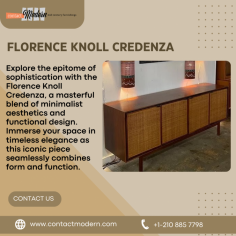 Explore the epitome of sophistication with the Florence Knoll Credenza, a masterful blend of minimalist aesthetics and functional design. Immerse your space in timeless elegance as this iconic piece seamlessly combines form and function, showcasing the enduring legacy of Florence Knoll's visionary approach to furniture design. Contact us!
