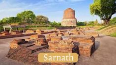 Sarnath, near Varanasi, India, is a sacred Buddhist site where Buddha preached his first sermon. Explore ancient ruins and spiritual tranquilly.