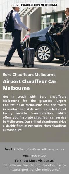 Airport Chauffeur Car Melbourne
Get in touch with Euro Chauffeurs Melbourne for the greatest Airport Chauffeur Car Melbourne. You can travel in comfort and style with our selection of luxury vehicle transportation, which offers you first-rate chauffeur car service in Melbourne. Our skilled chauffeurs drive a sizable fleet of executive-class chauffeur automobiles.
For more details visit us at: https://www.eurochauffeursmelbourne.com.au/airport-transfer-melbourne/