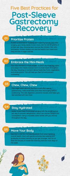 If you're planning to undergo sleeve gastrectomy, here are the top five best practices to follow after your surgery. Sleeve gastrectomy has been proven effective in weight loss and managing health complications associated with overweight and obesity, such as hypertension, diabetes, osteoarthritis, and many more.

For more information on Sleeve Gastrectomy in Singapore, read this page. 