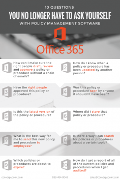 If the policy and procedure management process in your organization is currently manual, here are 10 questions you may be used to asking yourself. With Policy Management Software on Office 365