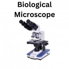 A biological microscope, also known as a light microscope or optical microscope, is a scientific instrument used to magnify small biological specimens that are too small to be seen with the naked eye. It operates by passing light through the specimen, which is then magnified and focused through a series of lenses to produce a magnified image.