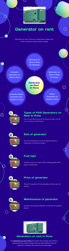 Ace Engineering Solutions Provides the best power Generator on rent in Pune, We are known as the best dealers, Suppliers, and Distributors of Cummins Generator on rent in Pune. Visit now: https://www.acees.co.in/generator-on-rent-in-pune.php 
Call now at: +91 9309161476.