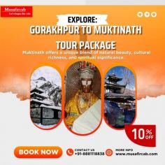 Muktinath offers a unique blend of natural beauty, cultural richness, and spiritual significance. Whether you are on a religious pilgrimage or an adventure-seeking traveler, a trip to Muktinath can be a memorable experience. Book your Muktinath Yatra package from Gorakhpur with Muasafircab at the very cheapest cost. Gorakhpur to Muktinath Tour Package, Muktinath Tour from Gorakhpur.If you have any queries about our tour packages call us at +91-8881118838.