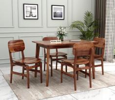 Buy Majestic 4 Seater Sheesham Wood Dining Set (Honey Finish) Online From Wooden Street