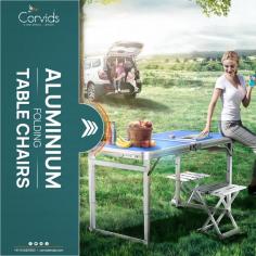 Elevate your outdoor adventures with our cutting-edge camping table. Designed for convenience and durability, our portable tables redefine on-the-go dining. Crafted with lightweight materials and easy setup, they're perfect for camping, picnics, and beyond. Experience the ultimate blend of functionality and style, making every outdoor moment memorable.

Buy Now: https://www.corvidsindia.com/collections/folding-tables-chair



